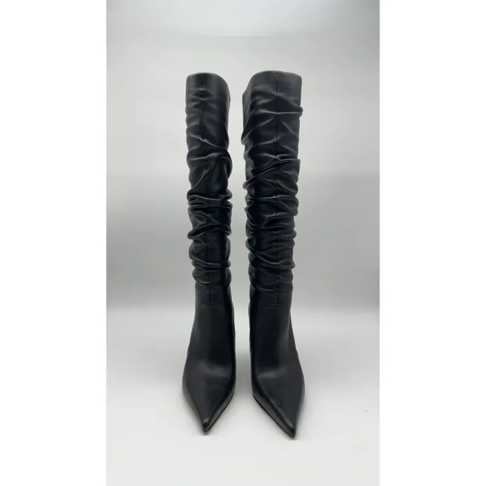 Michael Kors Black Slouchy Knee-High Pointed-Toe Boots - Picture 2 of 2